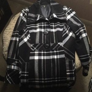 Plaid mid thigh length coat